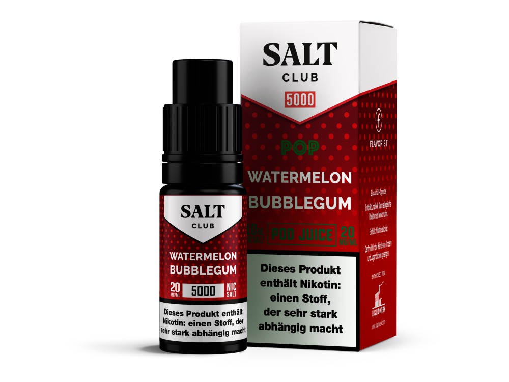 Salt Club - 5000 - Nikotinsalz Liquid 20 mg/ml - Watermelon Bubblegum Salt Club - 5000 - Nikotinsalz Liquid 20 mg/ml - Watermelon Bubblegum