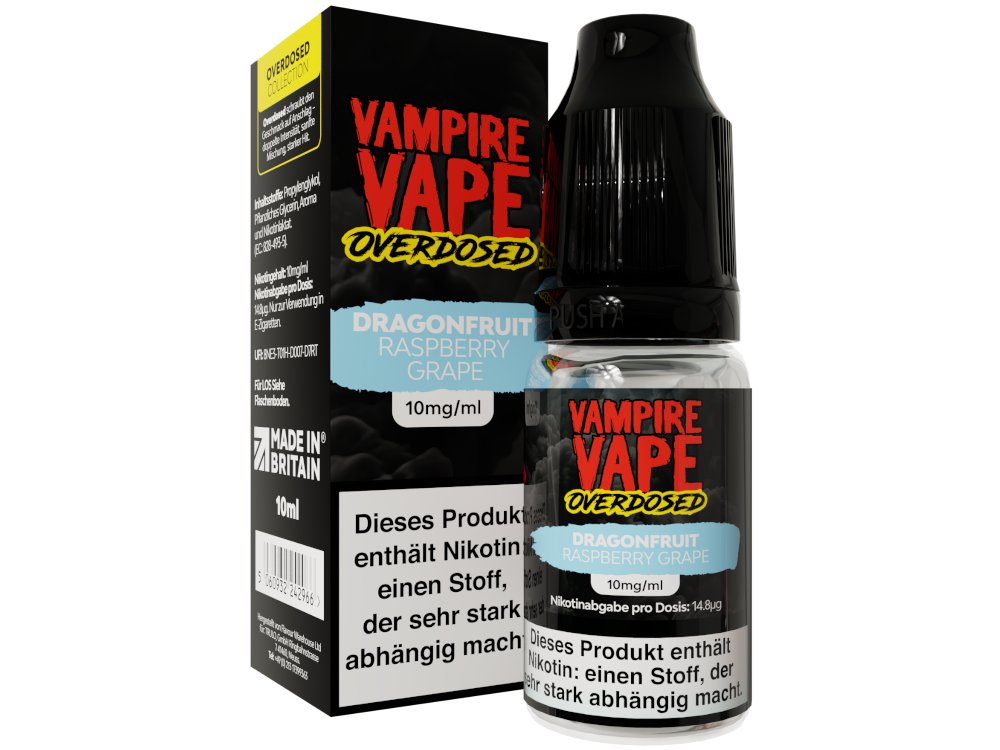 Vampire Vape - Overdosed - Nikotinsalz Liquid - Dragonfruit Raspberry Grape Vampire Vape - Overdosed - Nikotinsalz Liquid - Dragonfruit Raspberry Grape