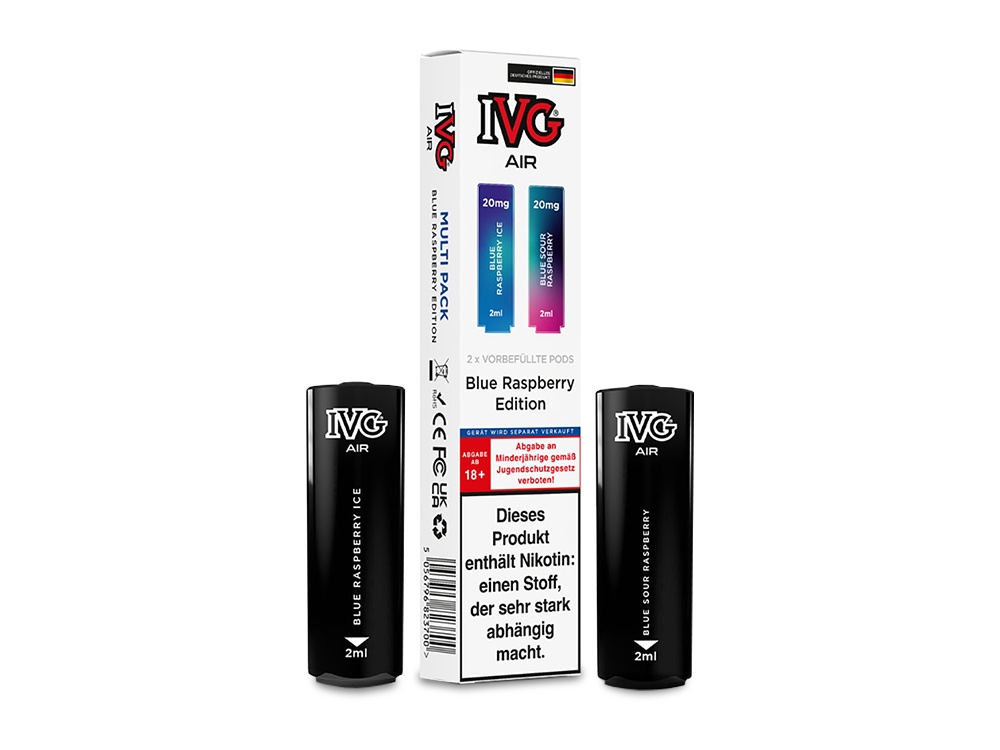 IVG AIR Pod Multi Flavour Edition (2 Stück pro Packung) - Blue Raspberry Edition IVG AIR Pod Multi Flavour Edition (2 Stück pro Packung) - Blue Raspberry Edition