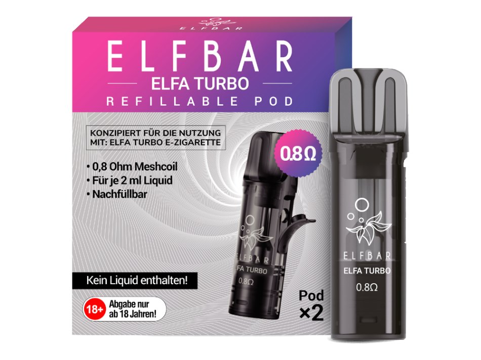 Elfbar - Elfa Turbo 0,8 Ohm Pod (2 Stück pro Packung) Elfbar - Elfa Turbo 0,8 Ohm Pod (2 Stück pro Packung)